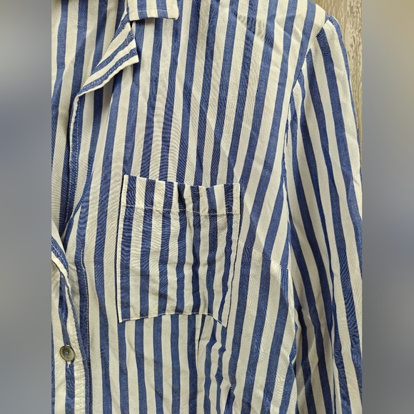 Pilcro And The Letterpress Striped Button Up Tie Back Blouse Size 12 - Picture 9 of 12